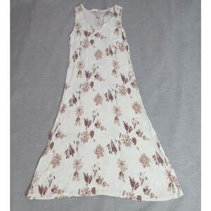 Barbara Lesser Dress Womens Small Beige Brown Floral Gossip Girl Flirty Preppy